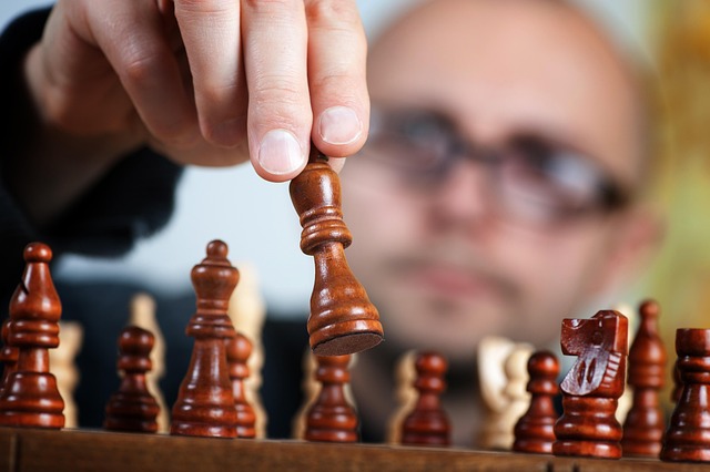 Chess player analyzing a game